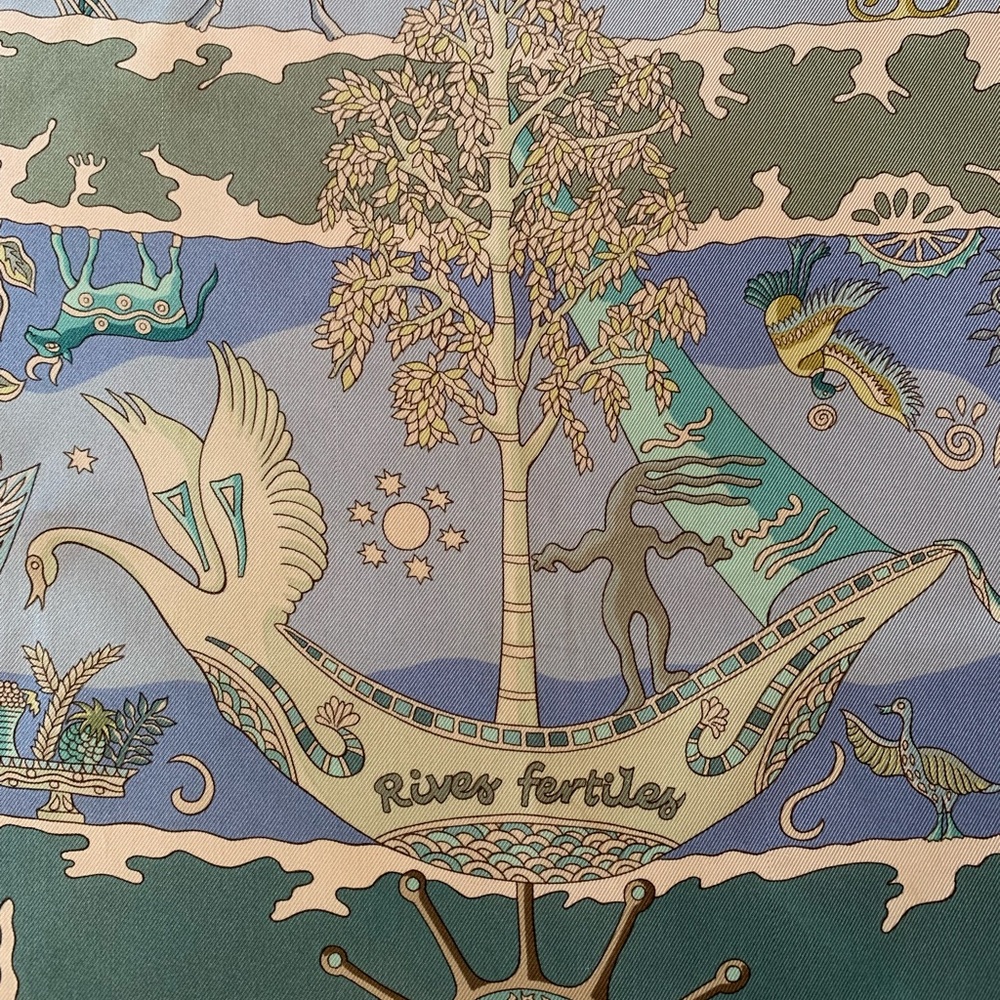 Hermes “Rives fertiles” 100% Silk Scarf